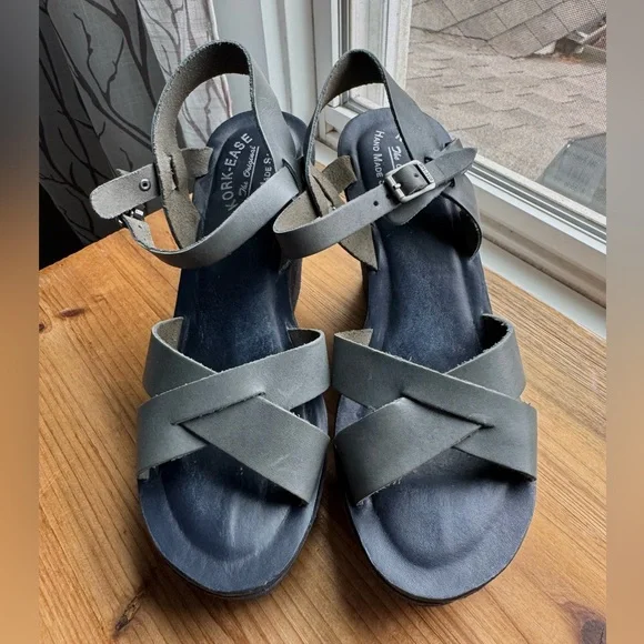 Kork Ease Bette Blue Wedge Strap Sandals 7 - Picture 7 of 8